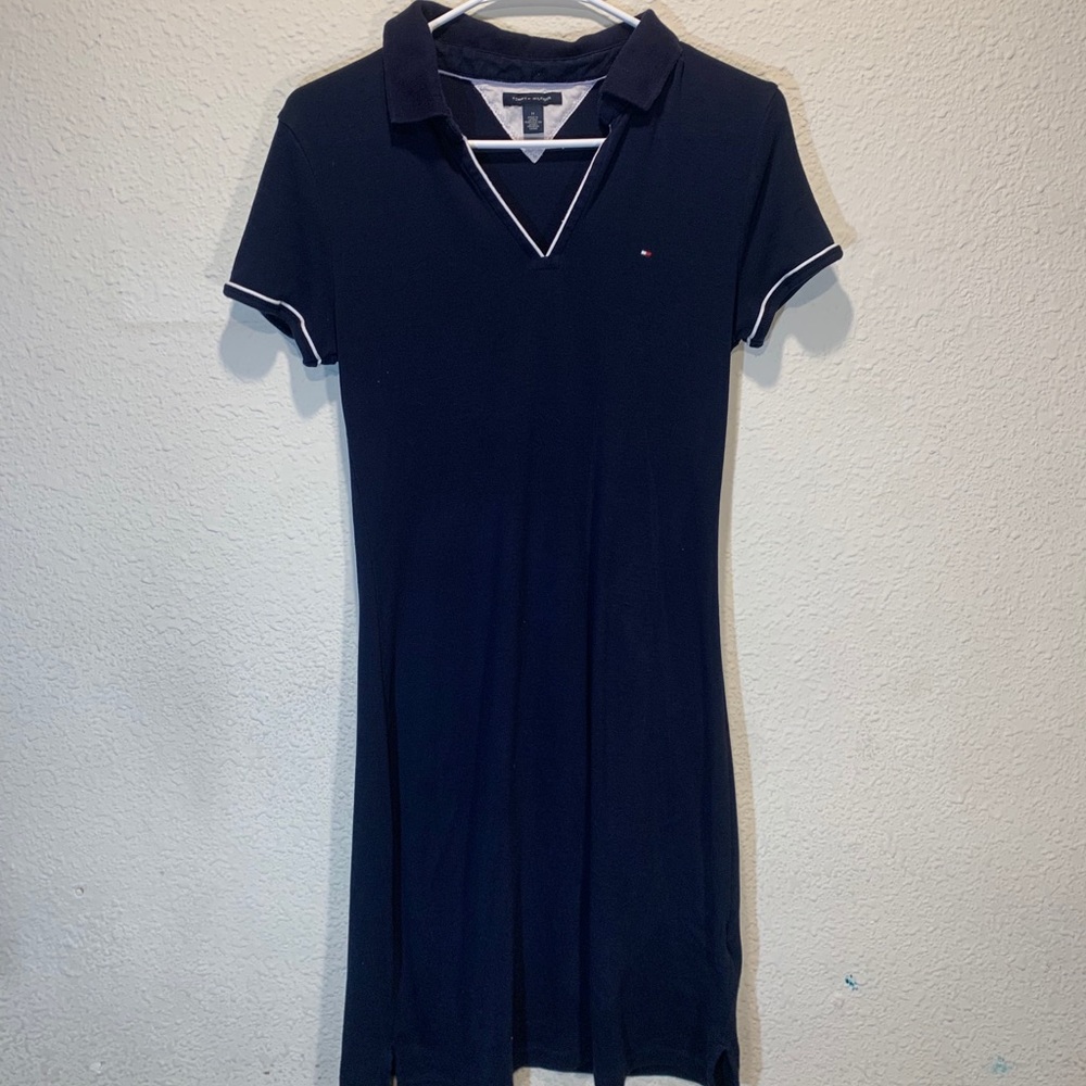 Tommy Hilfiger Women’s V-Neck Polo Dress Navy Blue - Picture 1 of 5